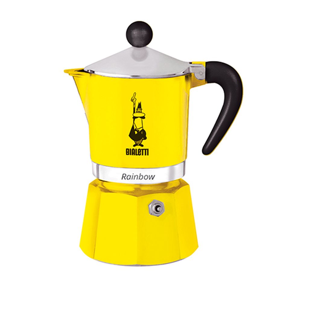 BIALETTI RAINBOW aluminijska kafetijera moka pot za 3 espresso šalice, žuta