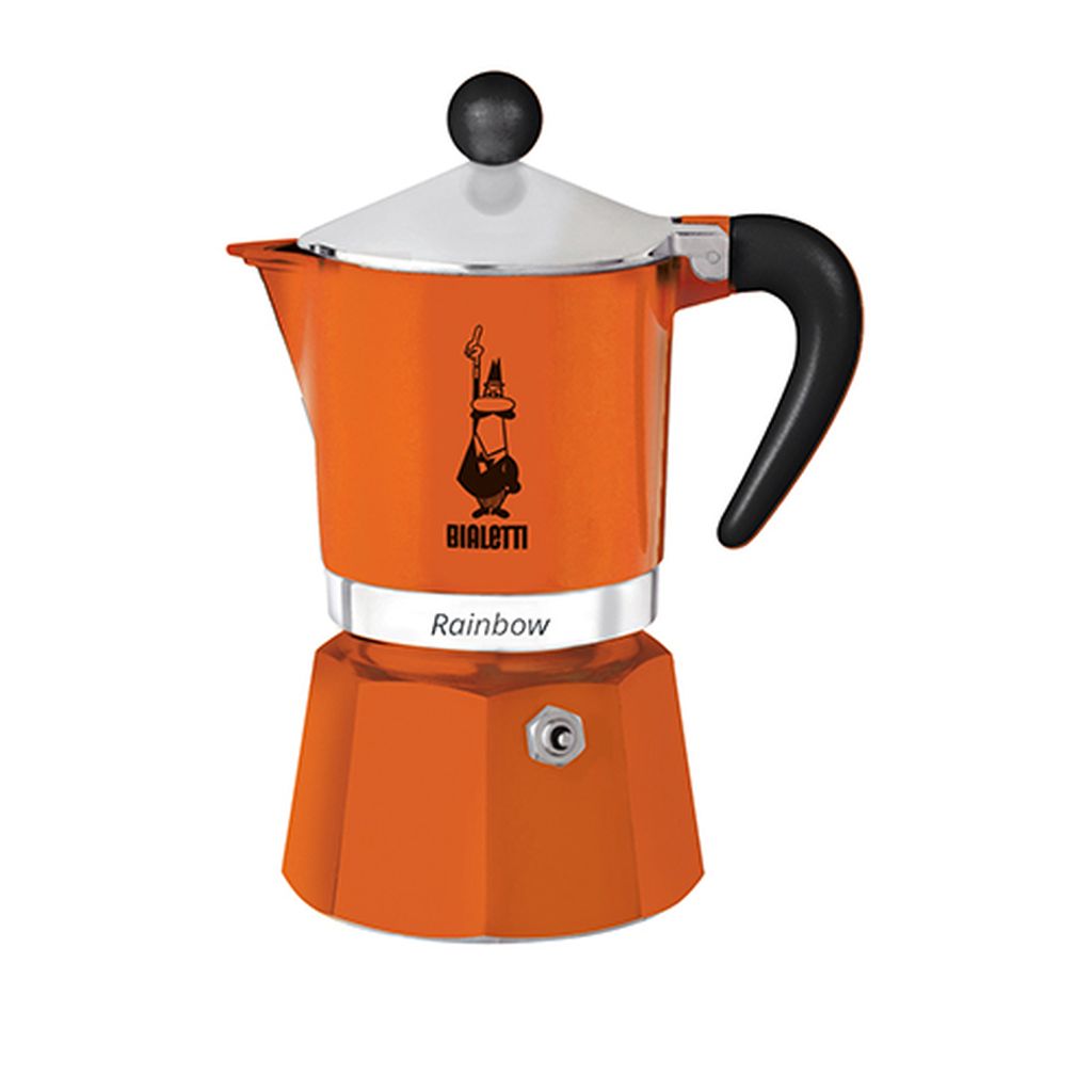 BIALETTI RAINBOW aluminijska kafetijera moka pot za 3 espresso šalice, narančasta