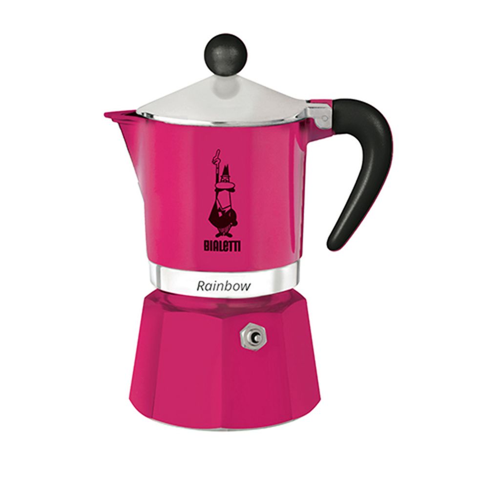 BIALETTI RAINBOW aluminijska kafetijera moka pot za 3 espresso šalice, ružičasta