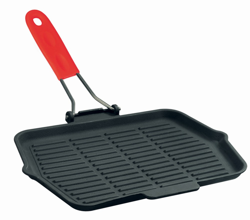 LAVA grill tava od gusa s metalnom drškom, crveni silikon, LV ECO GT 2130 T16 R 21X30cm