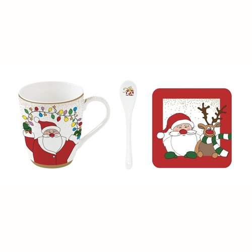 EASY LIFE Šalica sa žličicom i podmetačem u poklon kutiji, CHRISTMAS, 300 ml