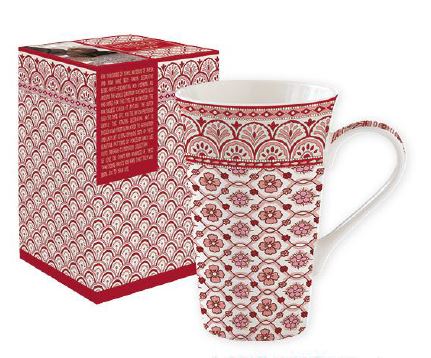 EASY LIFE MONSOON šalica za tople napitke u poklon pakiranju / porculan Fine China / 600 ml / crvena