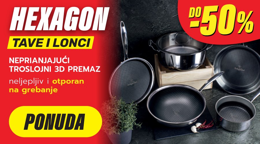 Hexagon non-stick lonci i tave s 3D inox matricom