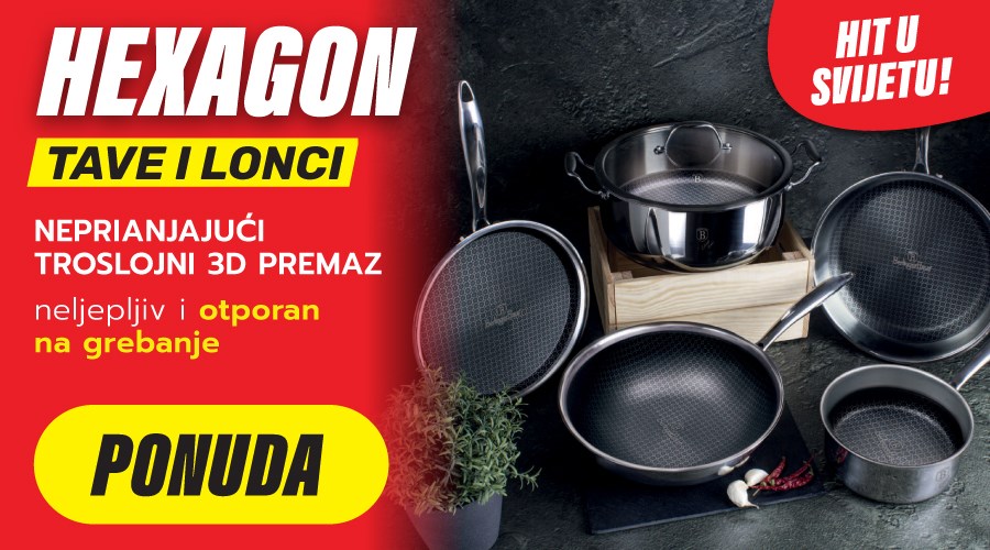 Hexagon non-stick lonci i tave s 3D inox matricom