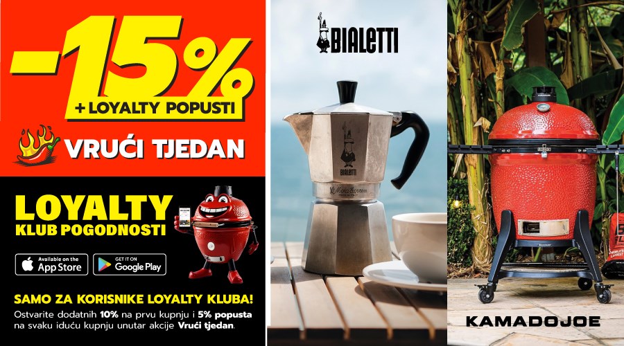 VRUĆI TJEDAN! Kamado Joe i Bialetti uz 15% popusta + loyalty pogodnosti