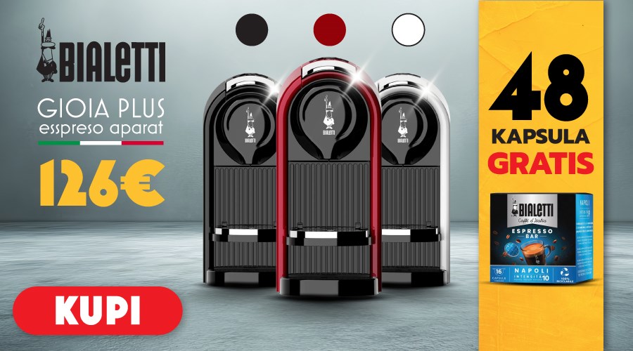 Bialetti Gioia Plus espresso aparat i originalne kapsule u raznim okusima