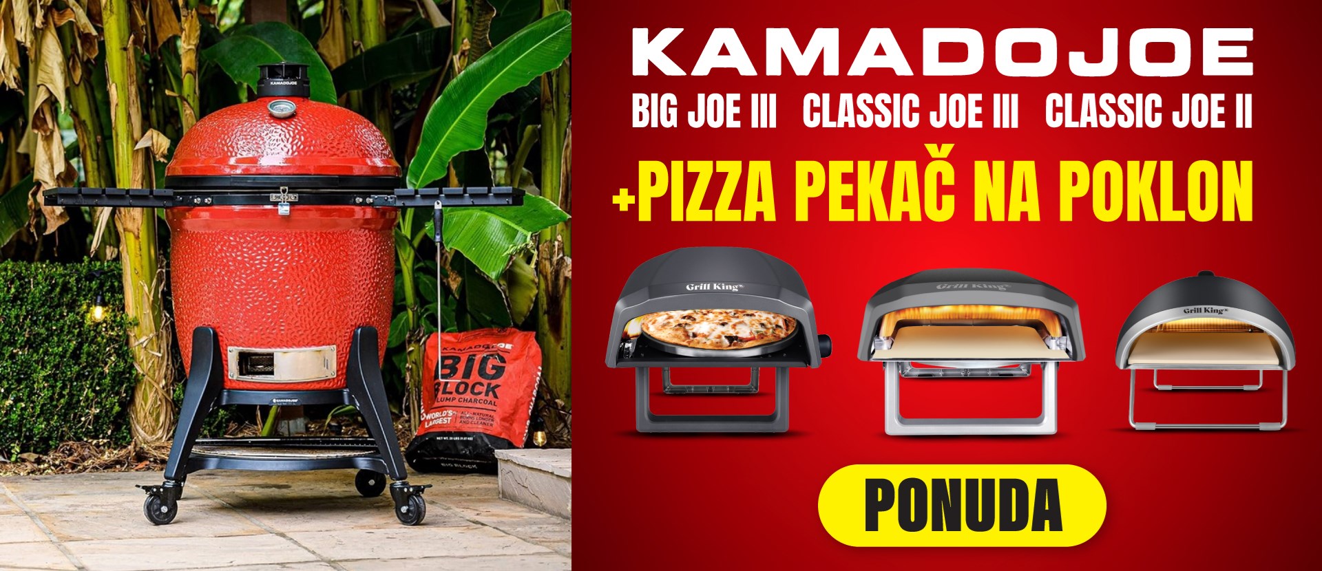 Kamado Joe + Grill King pizza pekač GRATIS