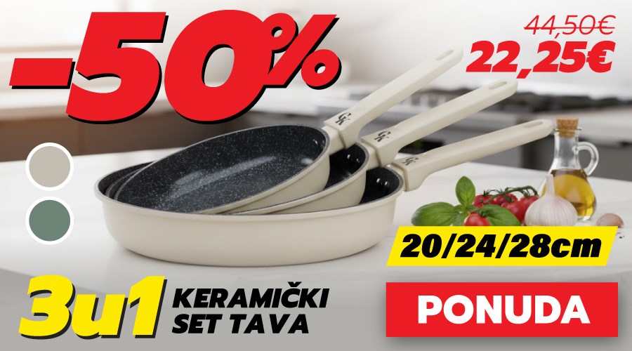 Grill King Ceramic 3u1 set tava s keramičkim premazom – 50% popusta
