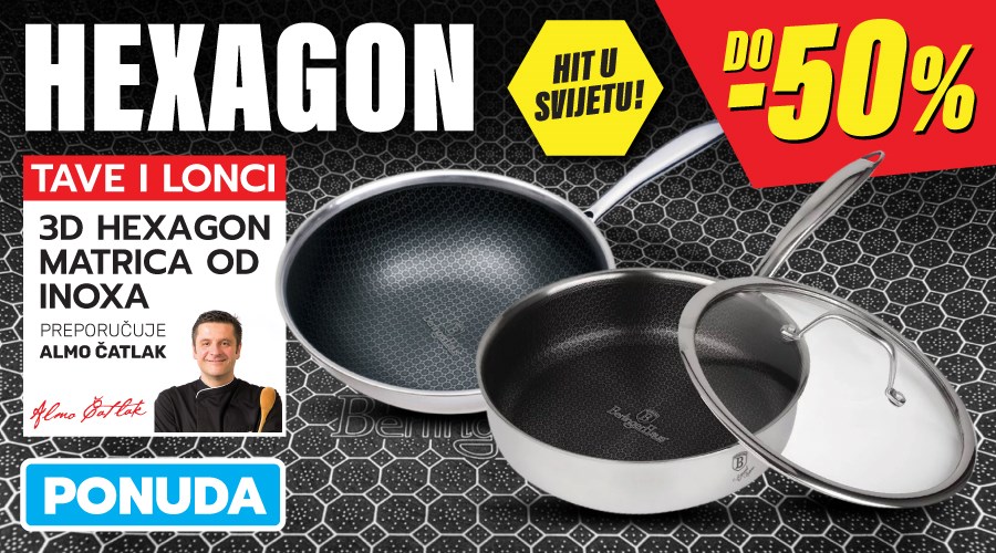 Hexagon non-stick lonci i tave s 3D inox matricom
