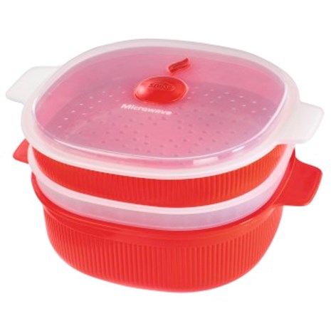 XAVAX Microwave Steam Cooker, PP, 4 Litres, red