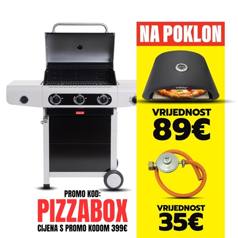 Barbecook Siesta 310 Black Edition plinski roštilj + plinski regulator s crijevom + PIZZA BOX GRATIS