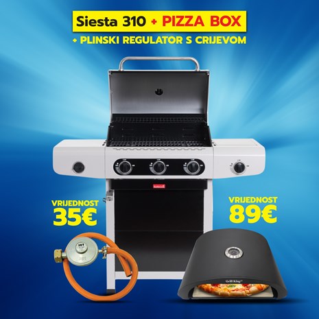 Barbecook Siesta 310 Black Edition plinski roštilj + plinski regulator s crijevom + PIZZA BOX GRATIS