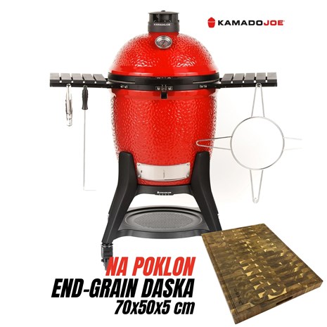 Kamado Joe Classic Joe Series III keramički roštilj na ugljen s postoljem, 18"/46 cm + Chef Pro End-grain četvrtasta masivna kuhinjska daska s dva lica, 70x50 cm
