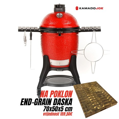 Kamado Joe Classic Joe Series III keramički roštilj na ugljen s postoljem, 18"/46 cm + Chef Pro End-grain četvrtasta masivna kuhinjska daska s dva lica, 70x50 cm