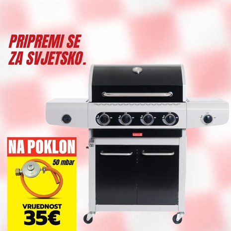 Barbecook Siesta 412 Black Edition plinski roštilj + plinski regulator s crijevom
