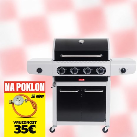 Barbecook Siesta 412 Black Edition plinski roštilj + plinski regulator s crijevom