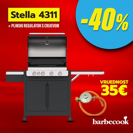 Barbecook Stella 4311 plinski roštilj + plinski regulator s crijevom