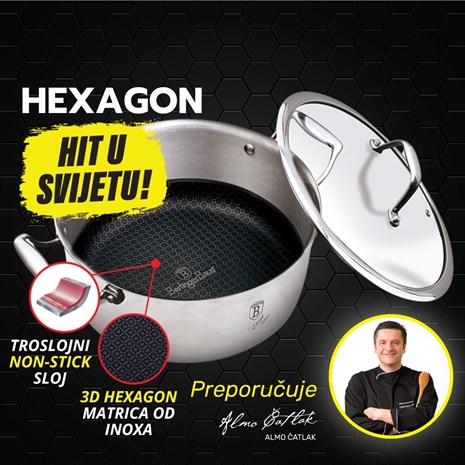Berlinger Haus Hexagon (3D inox matrica) non-stick lonac s poklopcem