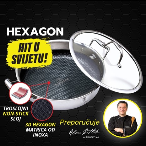 Berlinger Haus Hexagon (3D inox matrica) non-stick niski lonac s poklopcem