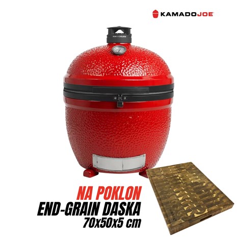 Kamado Joe Big Joe Series II ugradbeni keramički roštilj na ugljen, 24"/61 cm + Chef Pro End-grain četvrtasta masivna kuhinjska daska s dva lica, 70x50 cm