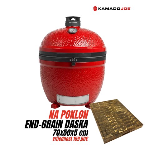 Kamado Joe Big Joe Series II ugradbeni keramički roštilj na ugljen, 24"/61 cm + Chef Pro End-grain četvrtasta masivna kuhinjska daska s dva lica, 70x50 cm