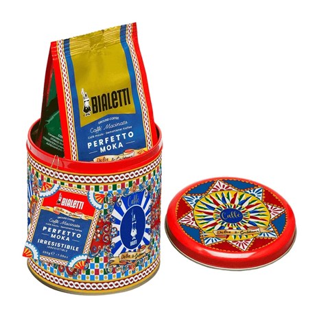Bialetti Dolce&Gabbana Sicilian Cart Perfetto Moka Irresistibile mljevena kava + spremnik za kavu