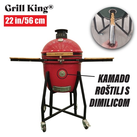 Grill King Kamado 22" keramički roštilj s dimilicom i opremom, 56 cm