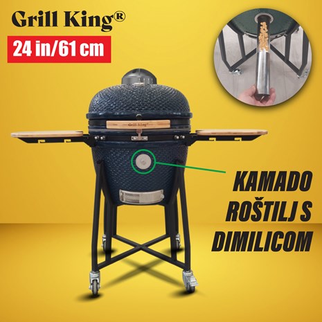 Grill King Kamado 24" keramički roštilj s dimilicom i opremom, 61 cm