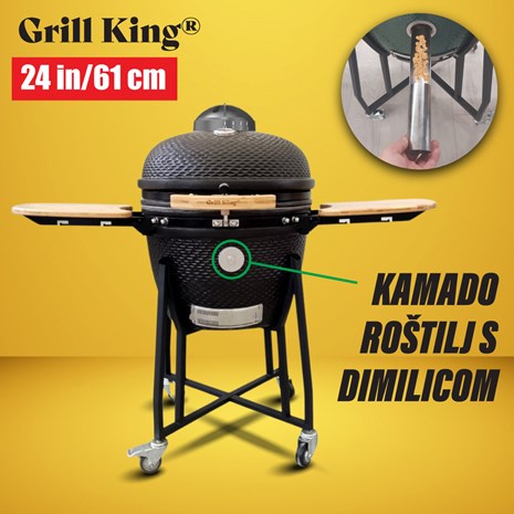 Grill King Kamado 24" keramički roštilj s dimilicom i opremom, 61 cm