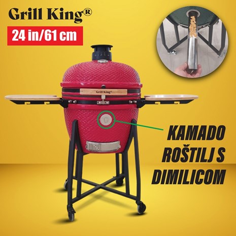 Grill King Kamado 24" keramički roštilj s dimilicom i opremom, 61 cm