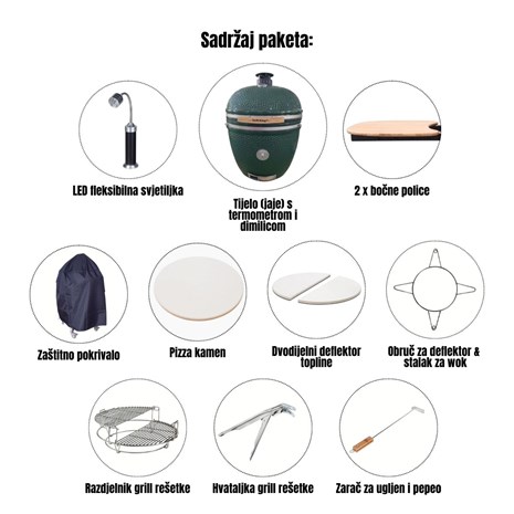 Grill King Kamado EGG PRO ULTRA 29" Series III keramički roštilj s dimilicom + bogata oprema, 74 cm