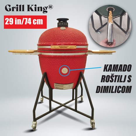 Grill King Kamado 29" keramički roštilj s dimilicom i opremom, 74 cm