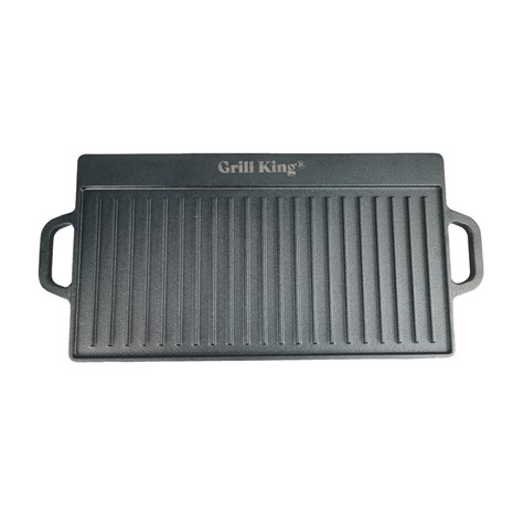Grill King Cast Iron BBQ dvostrana grill plancha s integriranim ručkama, 38x28 cm