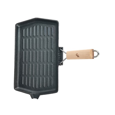 Grill King Cast Iron Jumbo grill tava s odvojivom drvenom ručkom, 19x34 cm