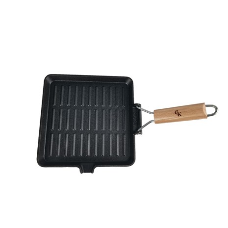 Grill King Cast Iron grill tava s odvojivom drvenom ručkom, 28 cm