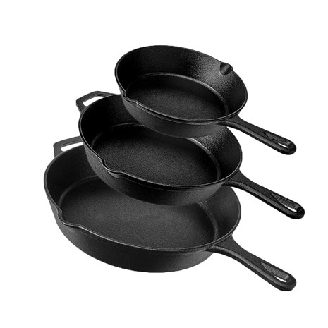 Grill King Cast Iron Outdoor 3u1 set dubokih tava s lijevanom ručkom