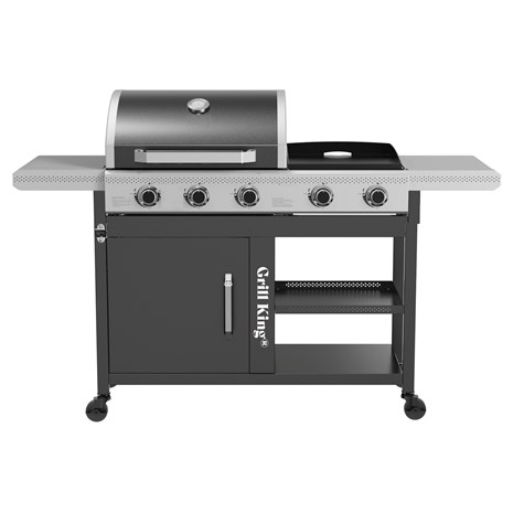 Grill King Dual 0405, 2u1 plinski roštilj i plancha s 5 plamenika i bočnim policama
