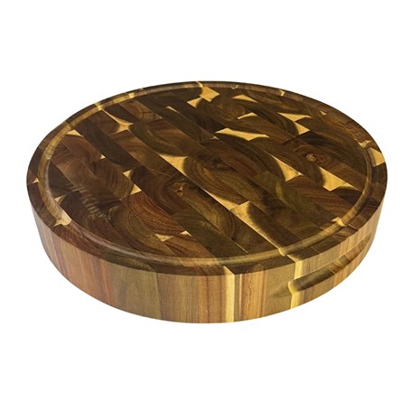 Grill King Kitchen End-grain okrugla masivna kuhinjska daska s dva lica, 40 cm