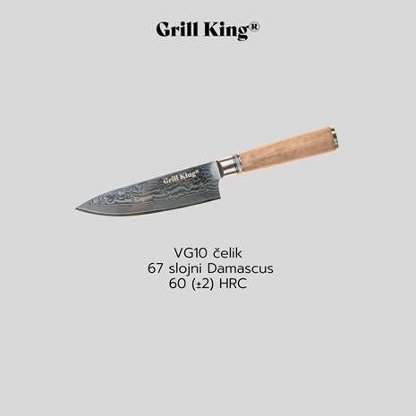 Grill King Damascus nož šefa kuhinje, 16 cm