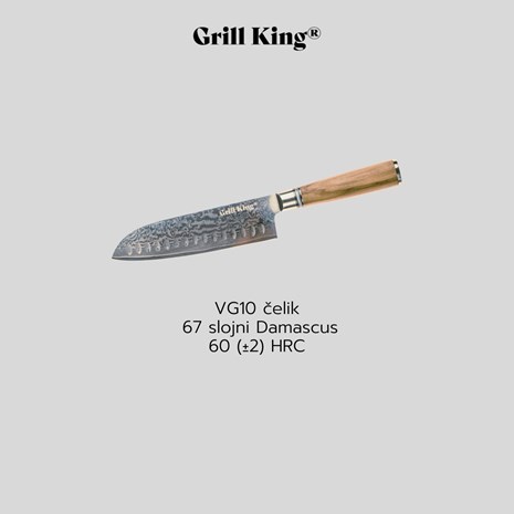 Grill King Damascus Santoku nož, 13 cm