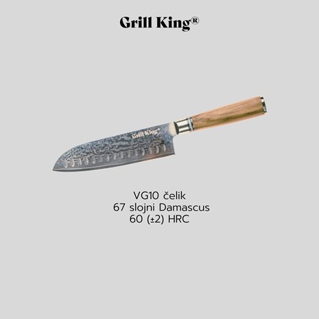 Grill King Damascus Santoku nož, 18 cm