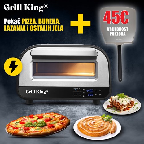 Grill King Pizzaiolo 12" digitalni električni pekač pizza, bureka, lazanja i ostalih jela + 12" lopatica za pizzu