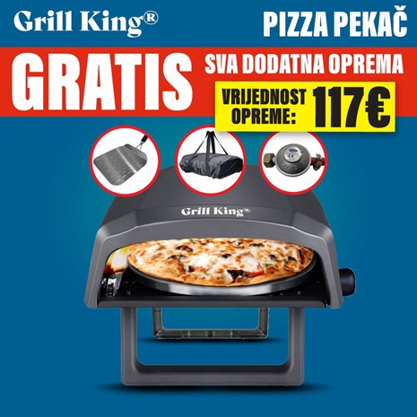 Grill King Pizzaiolo 12" plinski rotacijski pizza pekač + bogata oprema u setu