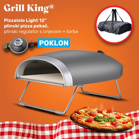 Grill King Pizzaiolo Light 12" plinski pizza pekač + plinski regulator s crijevom + zaštitno pokrivalo