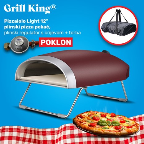 Grill King Pizzaiolo Light 12" plinski pizza pekač + plinski regulator s crijevom + zaštitno pokrivalo