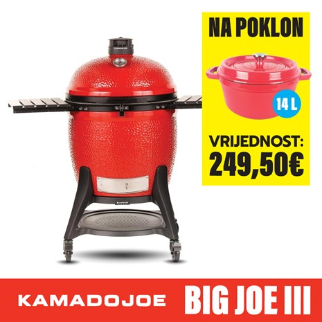 Kamado Joe Big Joe III keramički roštilj na ugljen s postoljem, 24"/61 cm + poklon Grill King Dutch oven 14 litara