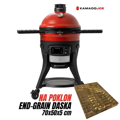 Kamado Joe Konnected Joe Digital keramički roštilj i dimilica na ugljen s postoljem, 18"/46 cm + Chef Pro End-grain četvrtasta masivna kuhinjska daska s dva lica, 70x50 cm