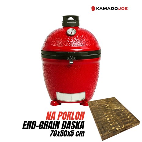 Kamado Joe Classic Joe Series II ugradbeni keramički roštilj na ugljen, 18"/46 cm + Chef Pro End-grain četvrtasta masivna kuhinjska daska s dva lica, 70x50 cm