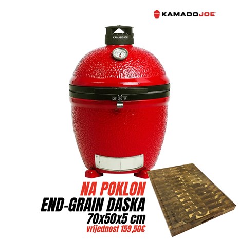 Kamado Joe Classic Joe Series II ugradbeni keramički roštilj na ugljen, 18"/46 cm + Chef Pro End-grain četvrtasta masivna kuhinjska daska s dva lica, 70x50 cm