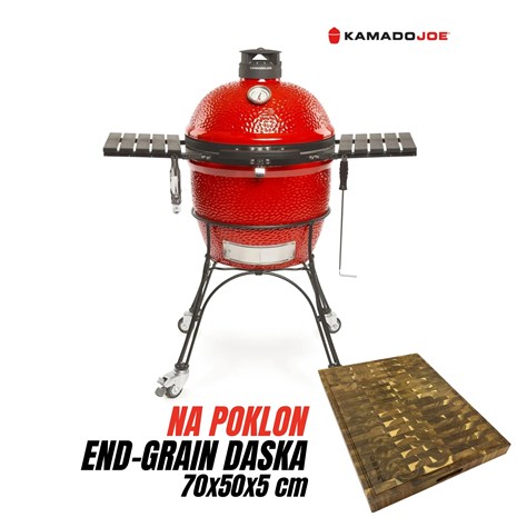 Kamado Joe Classic Joe Series II keramički roštilj na ugljen s postoljem, 18"/46 cm + Chef Pro End-grain četvrtasta masivna kuhinjska daska s dva lica, 70x50 cm